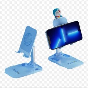 Sleek Silver and Blue Phone Stand